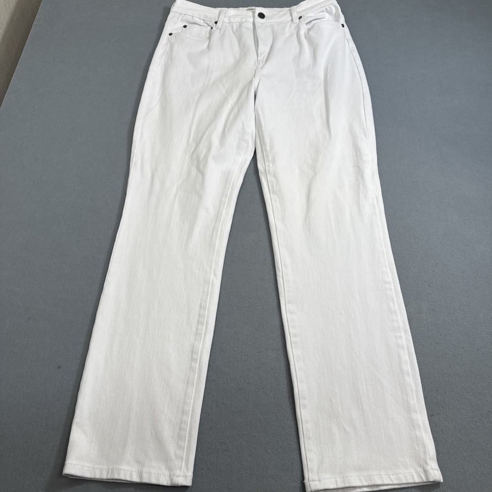 PANTS STRAIGHT Coldwater Creek WOMENS 14 Corduroy Stretch Trouser White